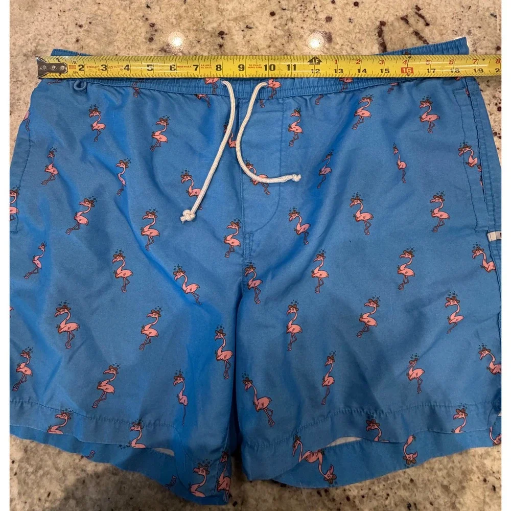 Cotton On Swim‎ Flamingo Print Swim Trunks Mens Size L Blue